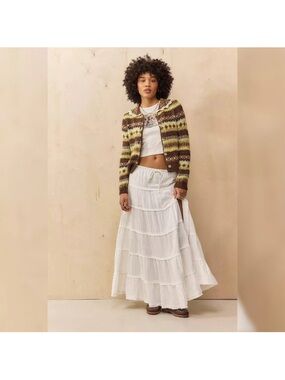 Urban Outfitters White Tiered Maxi Skirt - Flowing Boho Style